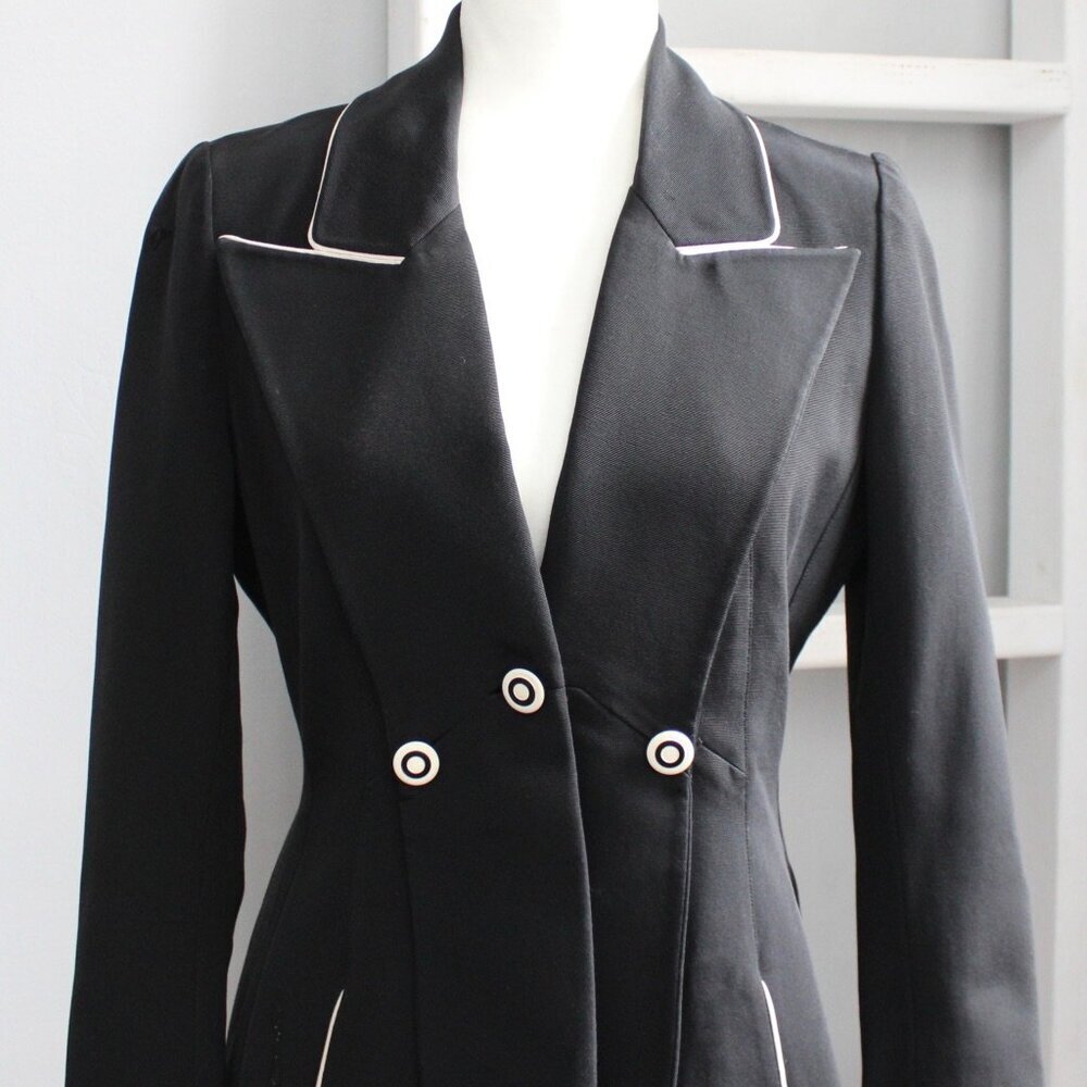 KARL LAGERFELD Runway Vintage '93 Tailored Black & White Blazer Size 36 / Small - Picture 3 of 10